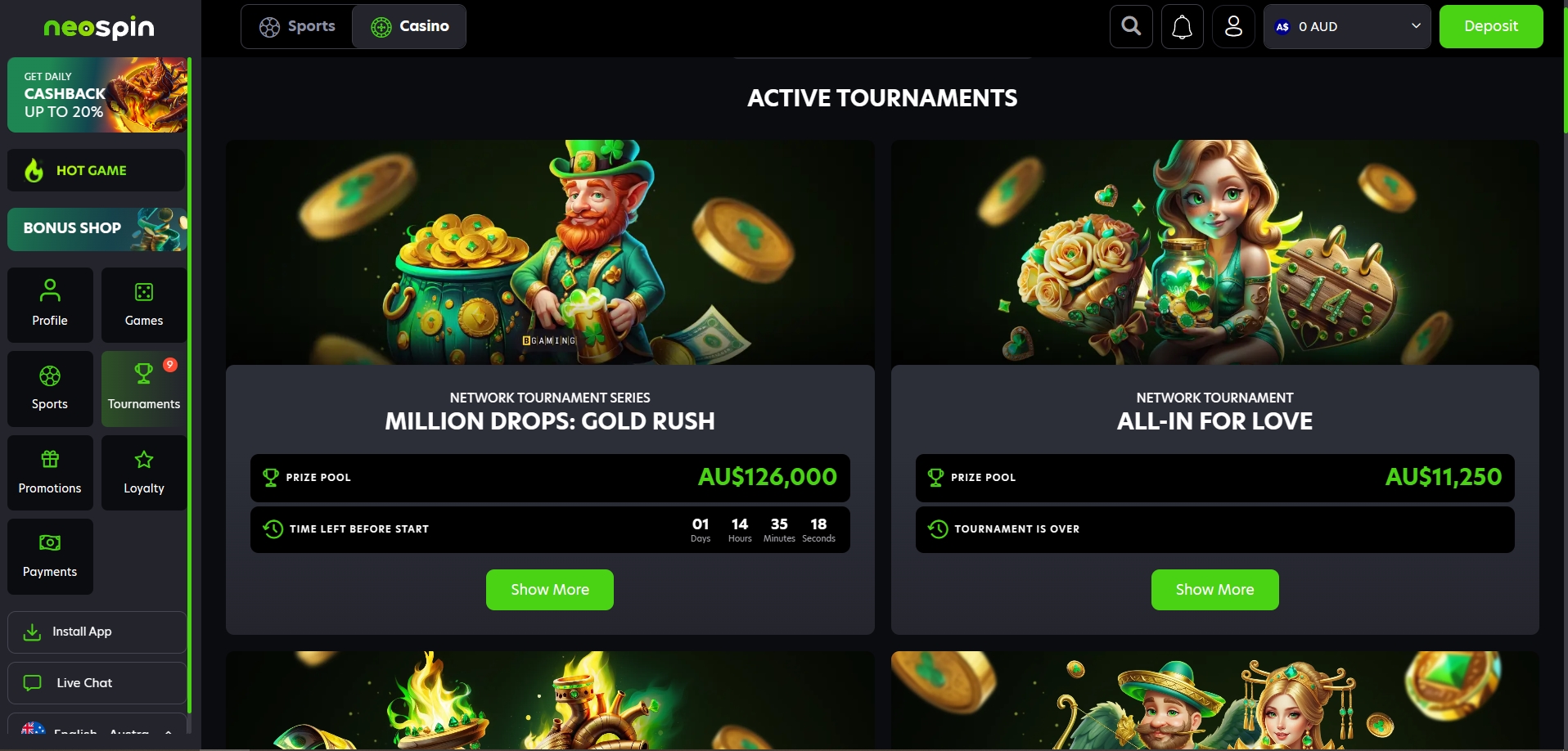 Neospin Casino Tourneys