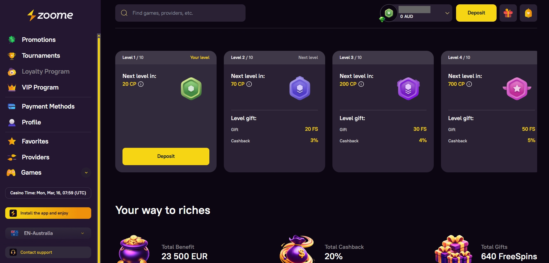 Zoome Casino Loyalty Program
