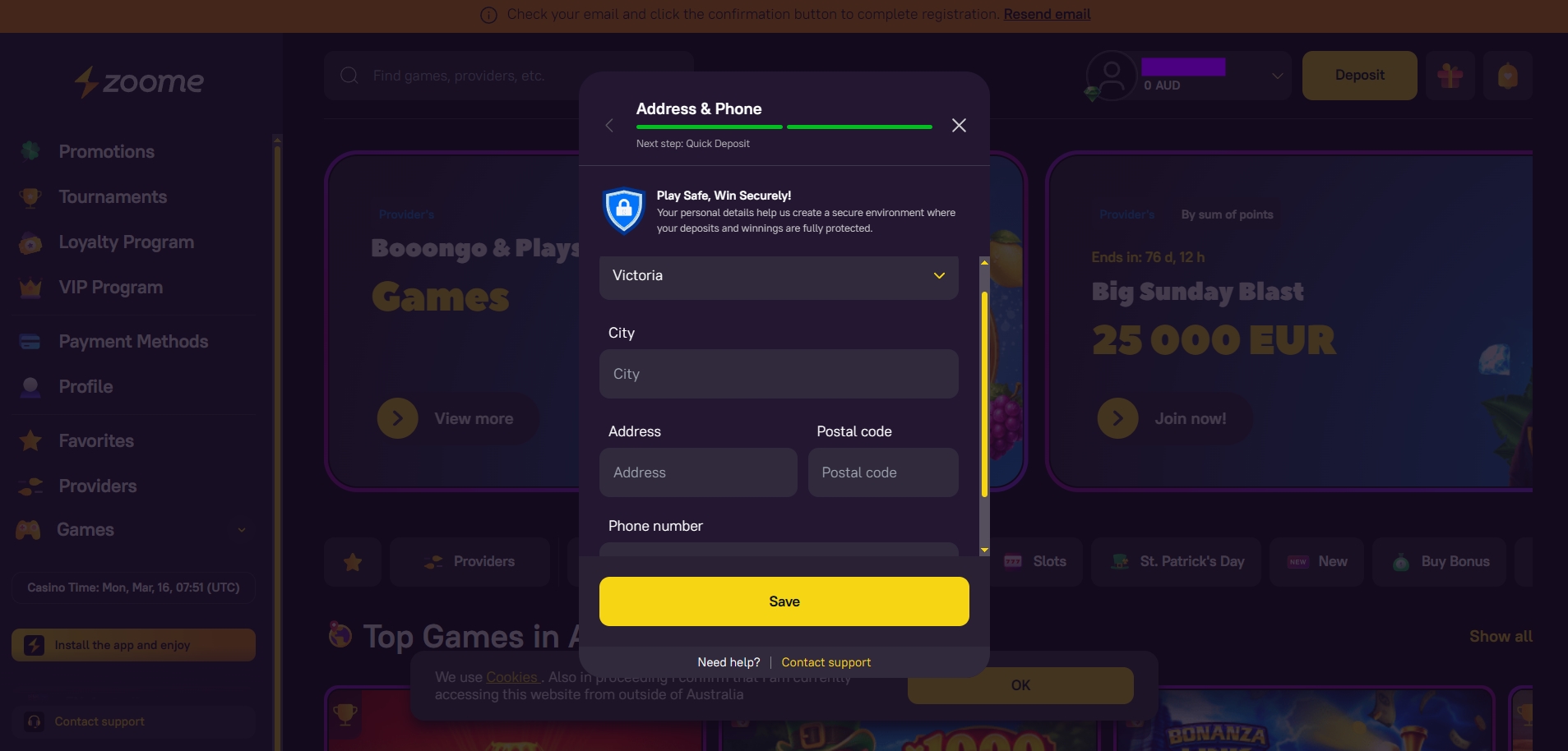 Zoome Casino Signup 3