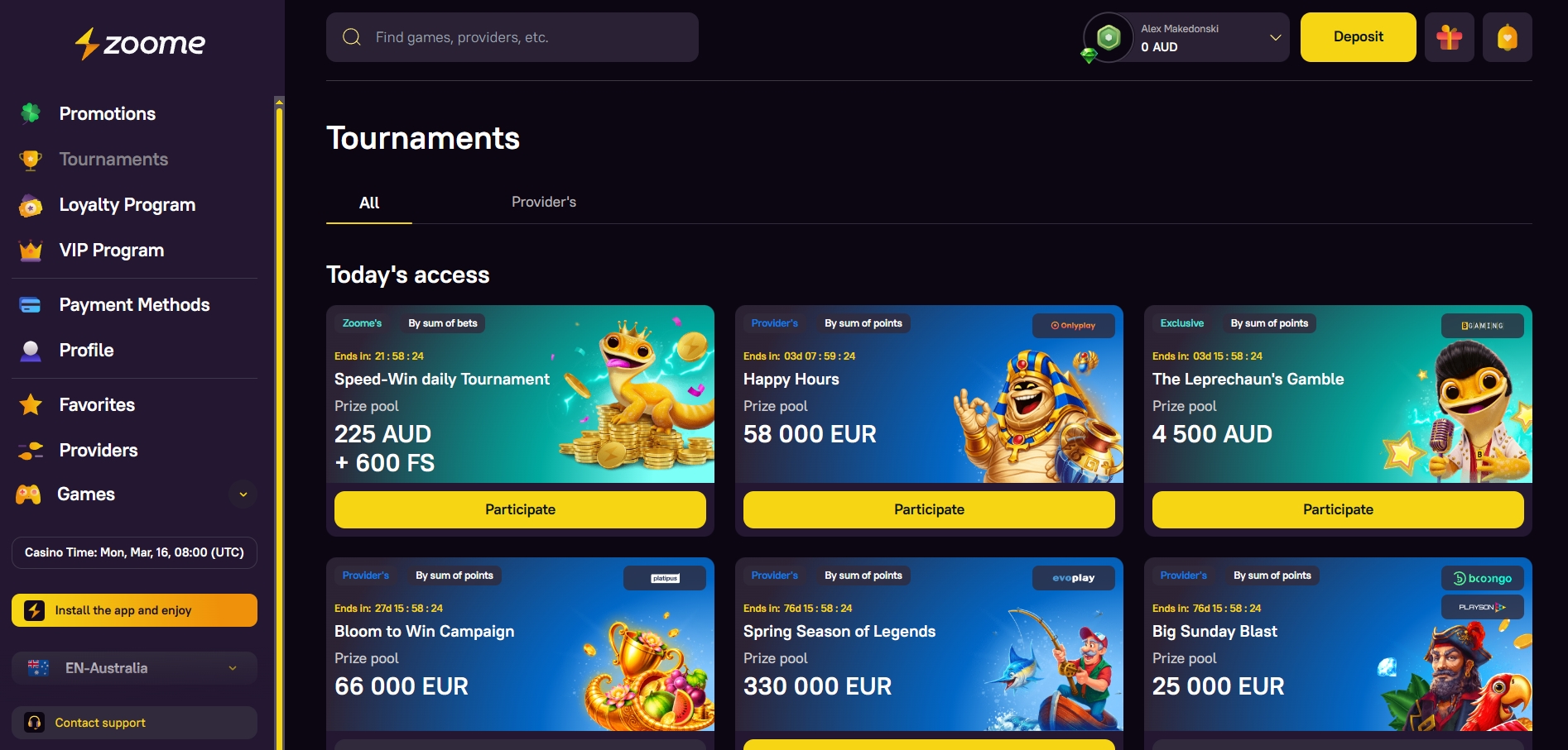 Zoome Casino Tournaments
