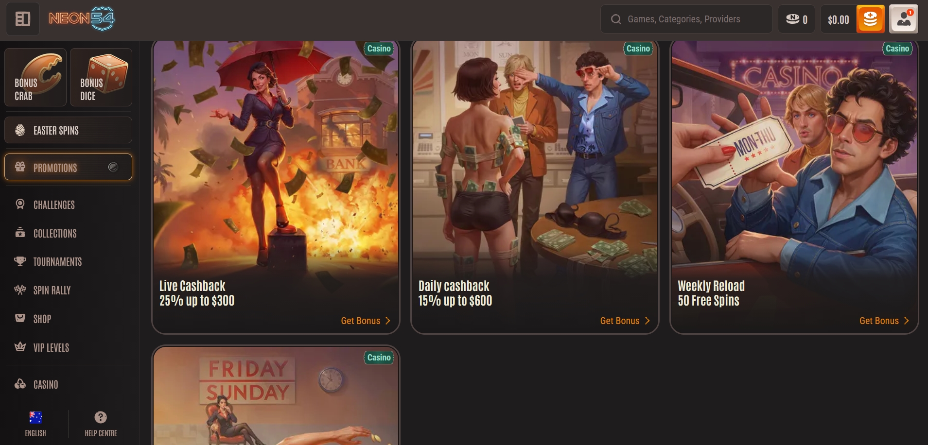 Neon54 Casino Bonuses