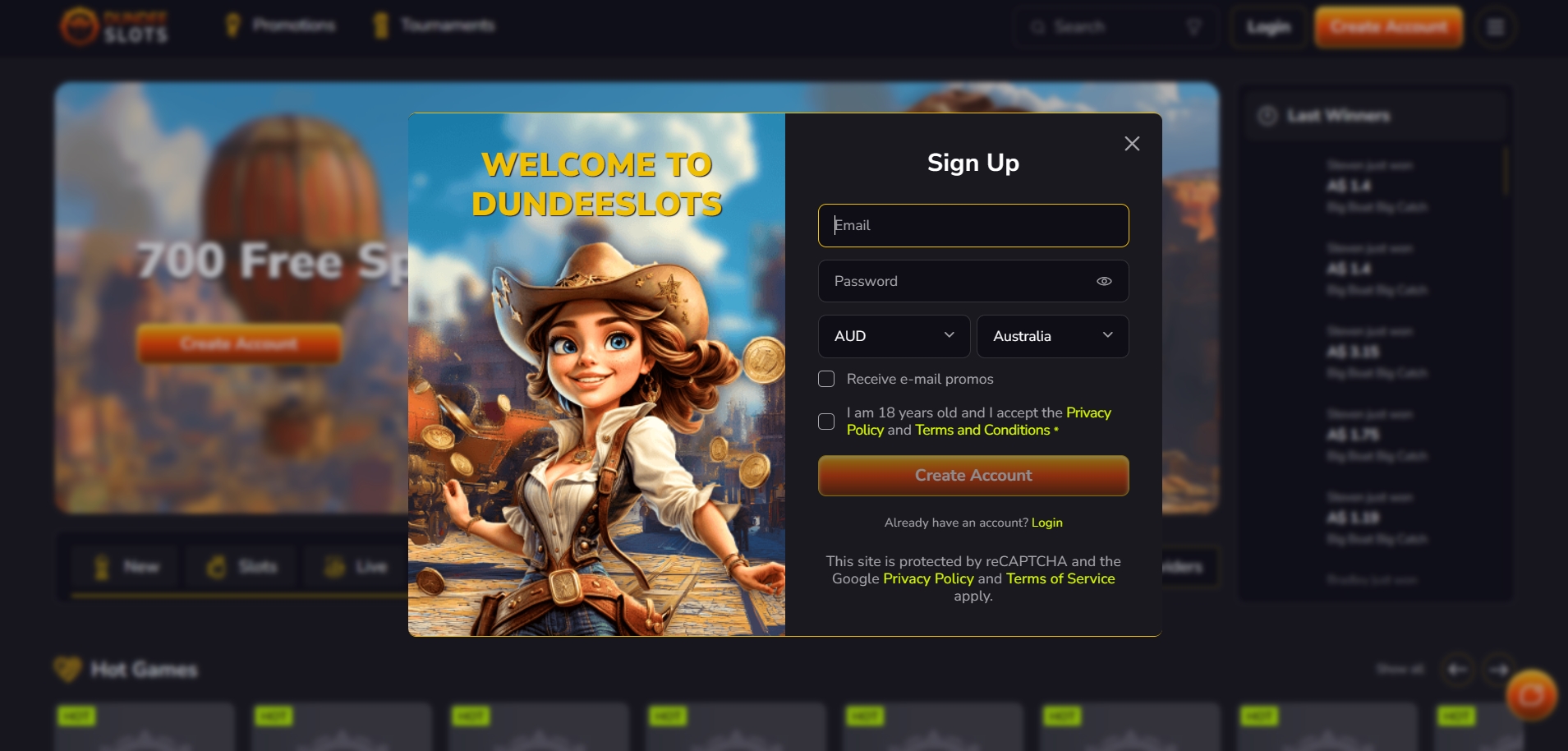 DundeeSlots Casino signup