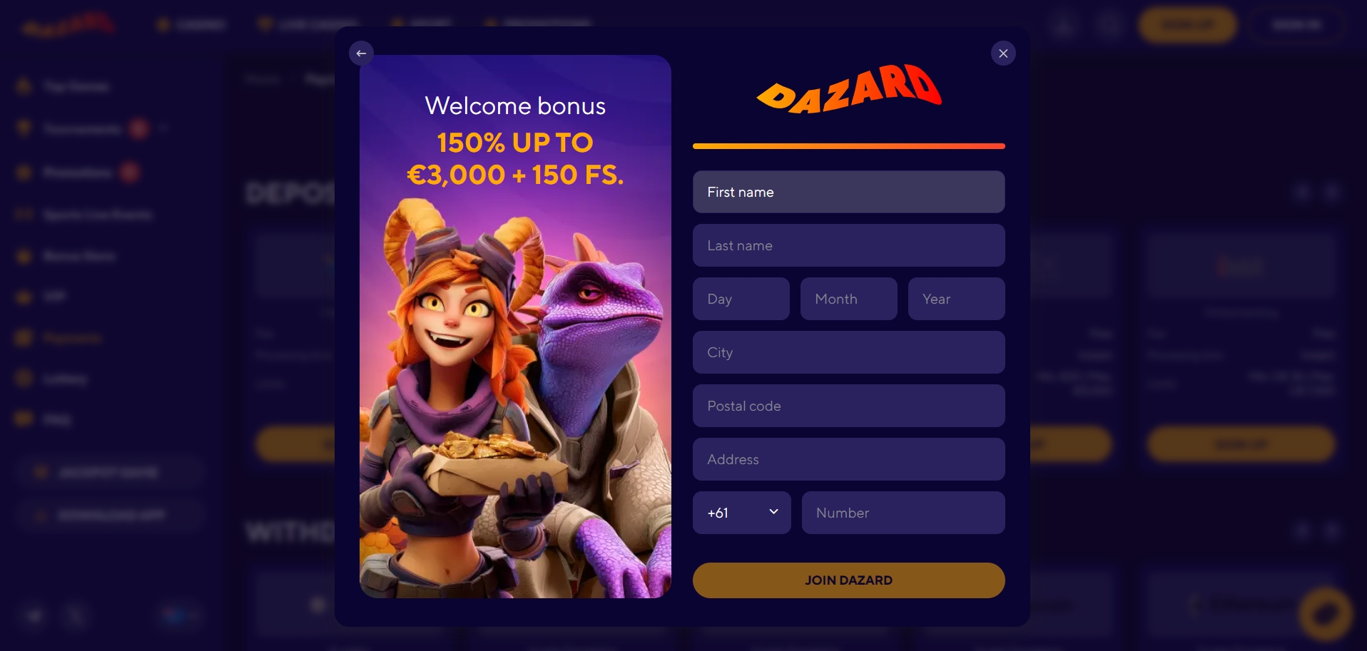 Dazard Casino Signup 2