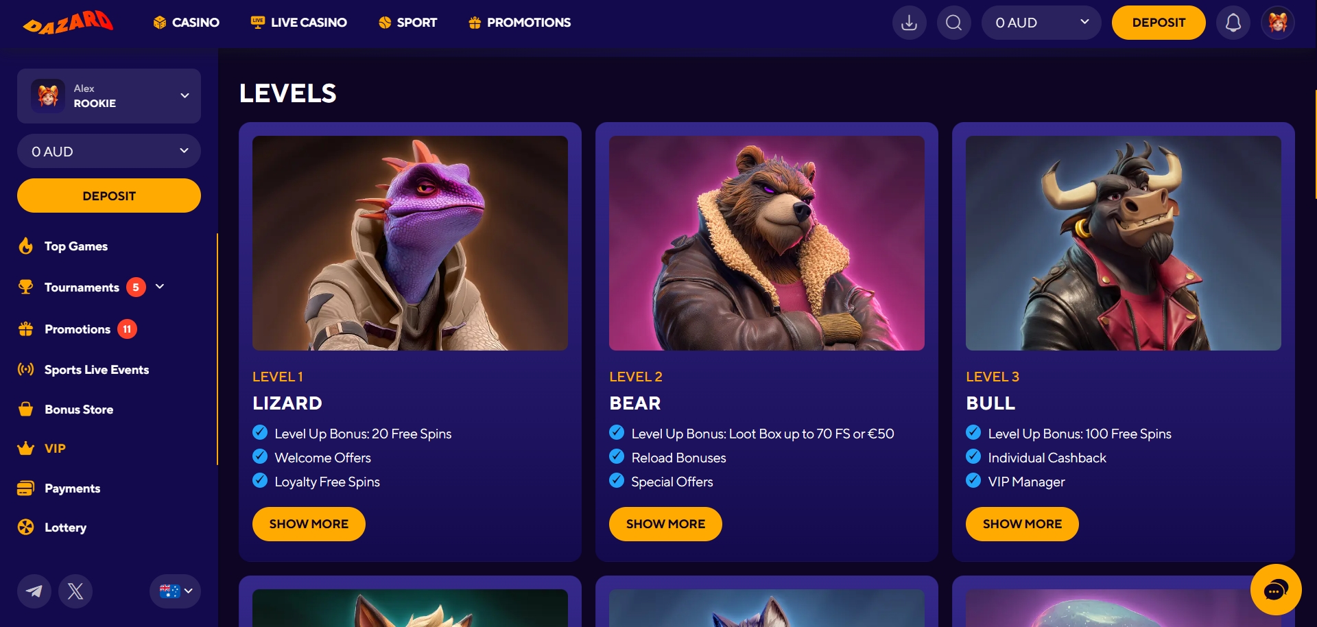 Dazard Casino VIP program