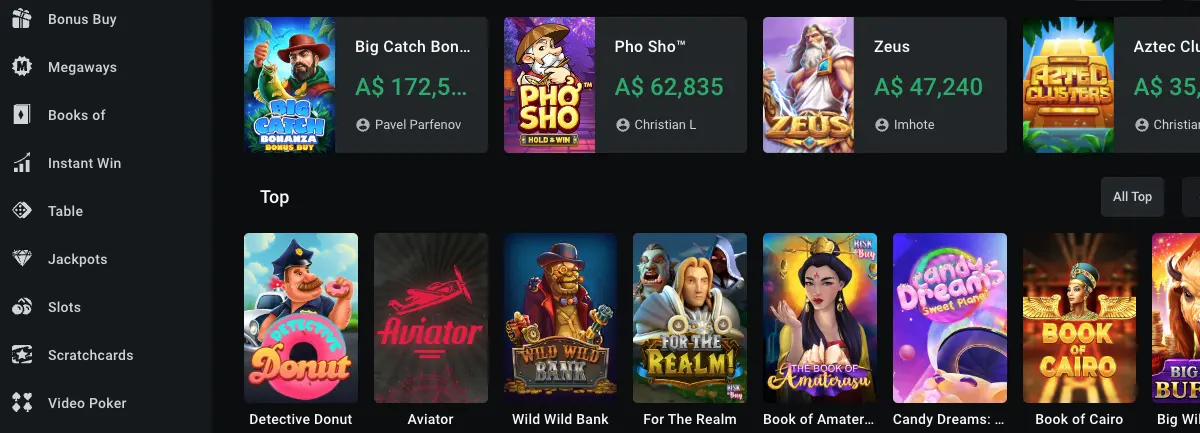 Game selection with jackpot prize pools at Leon Bet Casino