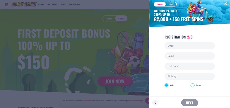 OhMySpins Casino signup for Aussies 2