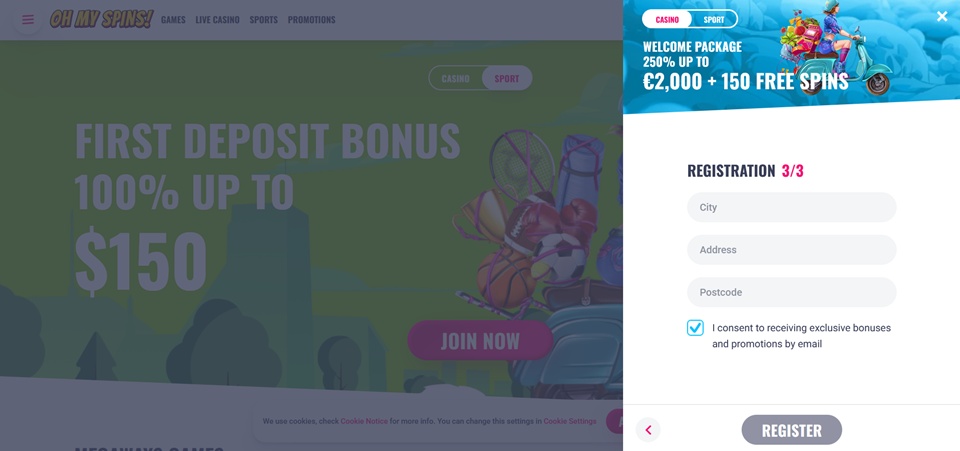 OhMySpins Casino signup for Aussies 3