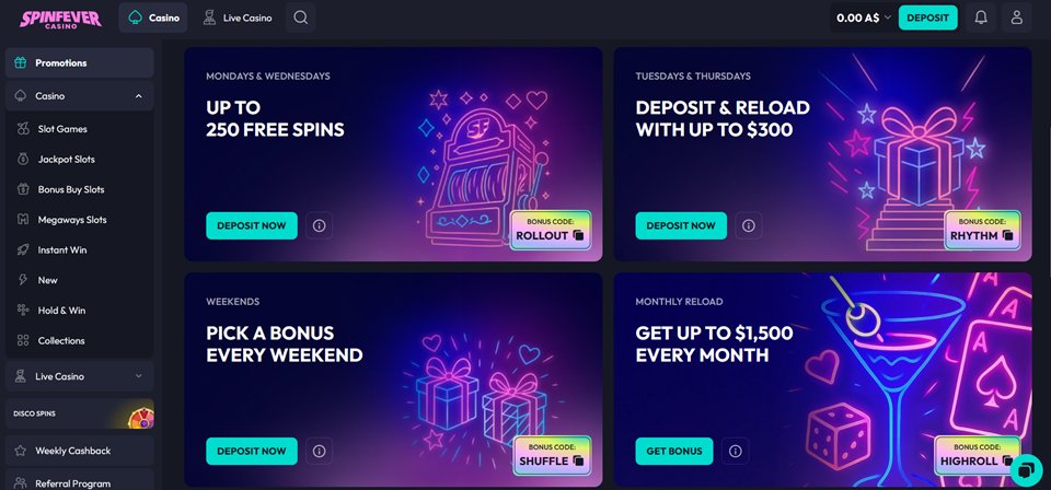 SpinFever Casino Bonuses