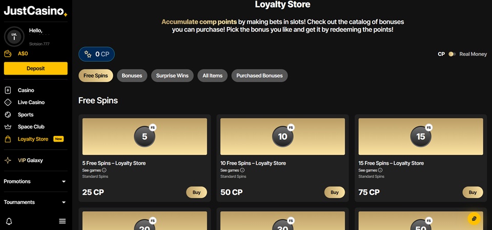 JustCasino Loyalty Store