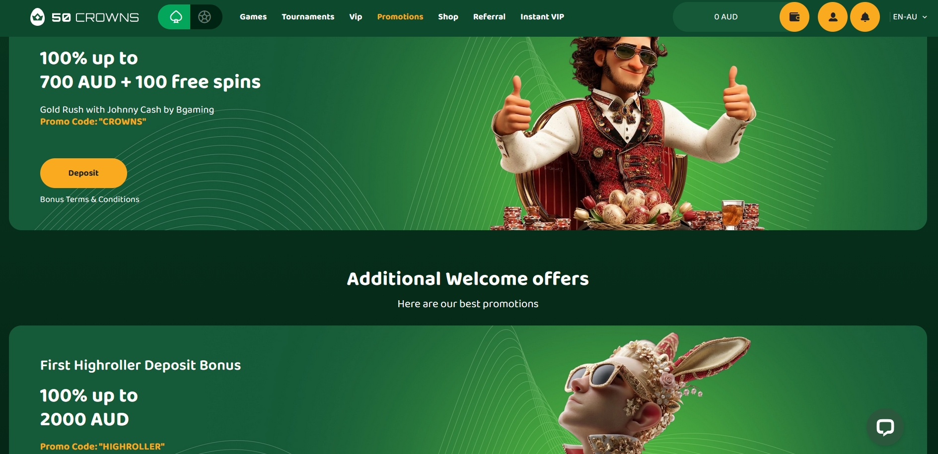 50 Crowns Casino bonuses and promotions
