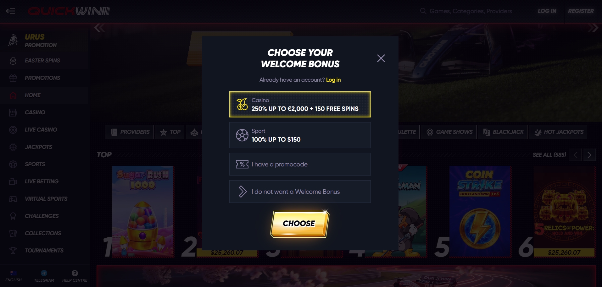 Quickwin Casino Signup