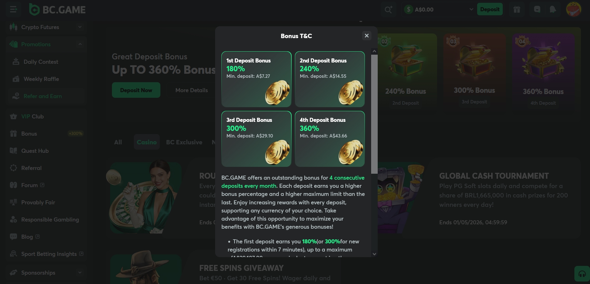 BC.Game Casino Bonuses and promotions