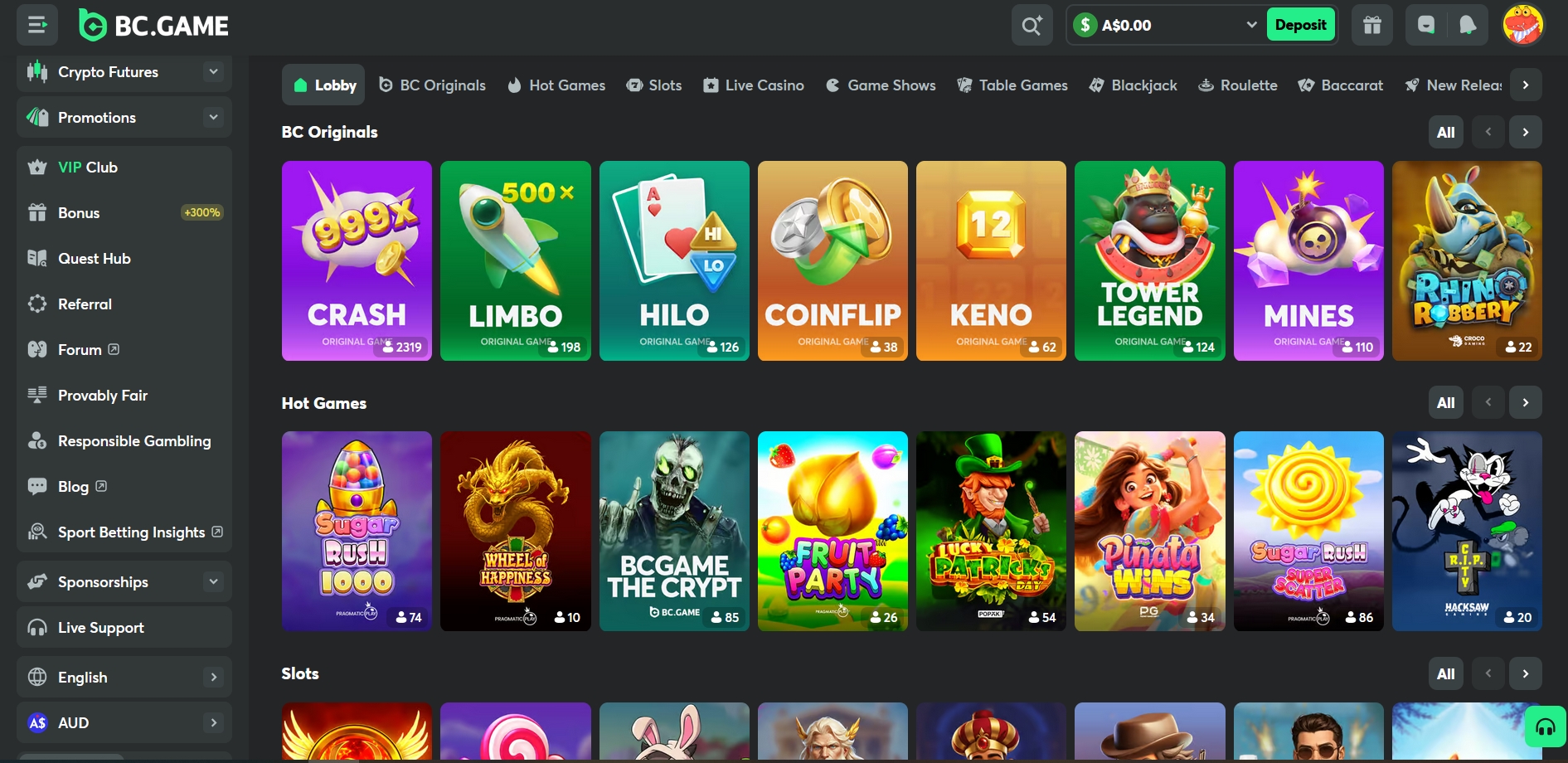 BC.Game Casino Lobby