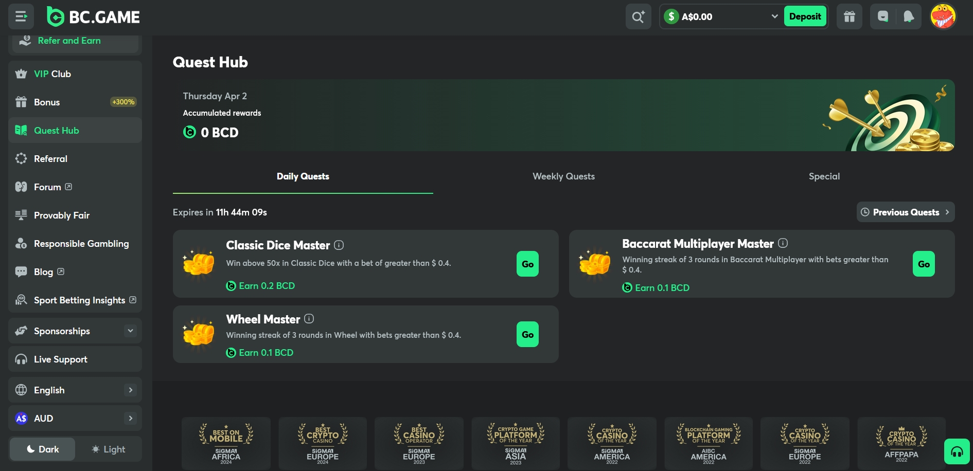 BC.Game Casino Quest Hub