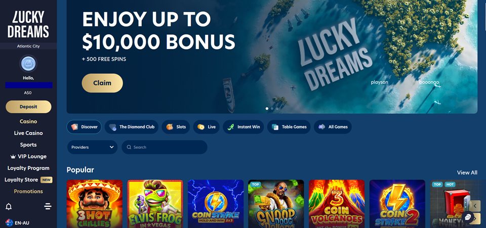 Lucky Dreams Casino main page