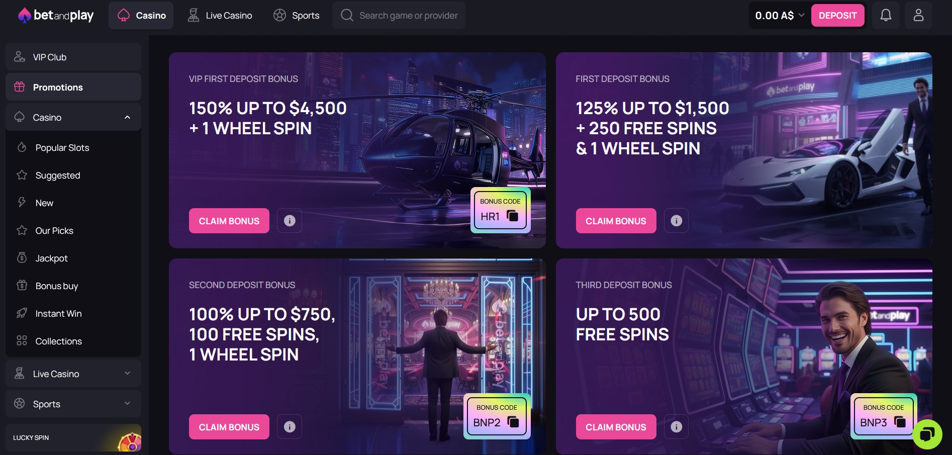 Betandplay Casino Welcome Bonuses