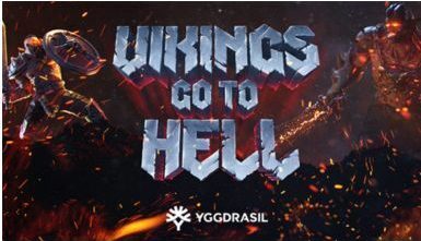 Vikings Go To Hell game logo from Yggdrasil featuring warriors with glowing eyes, swords and shields