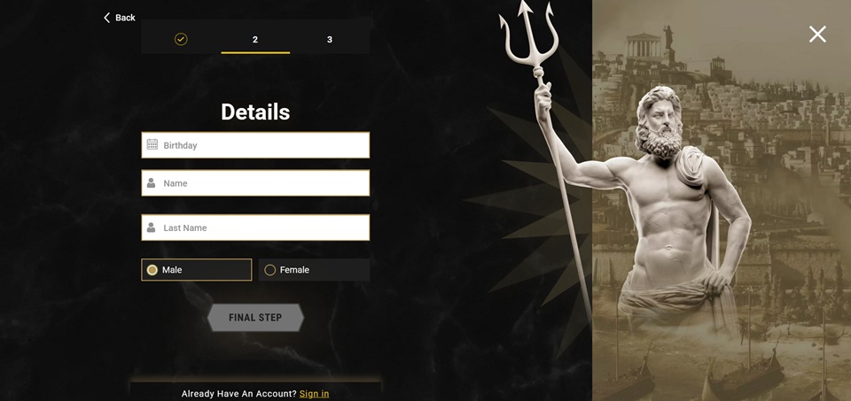 Casinoly Casino Signup Australia step 2