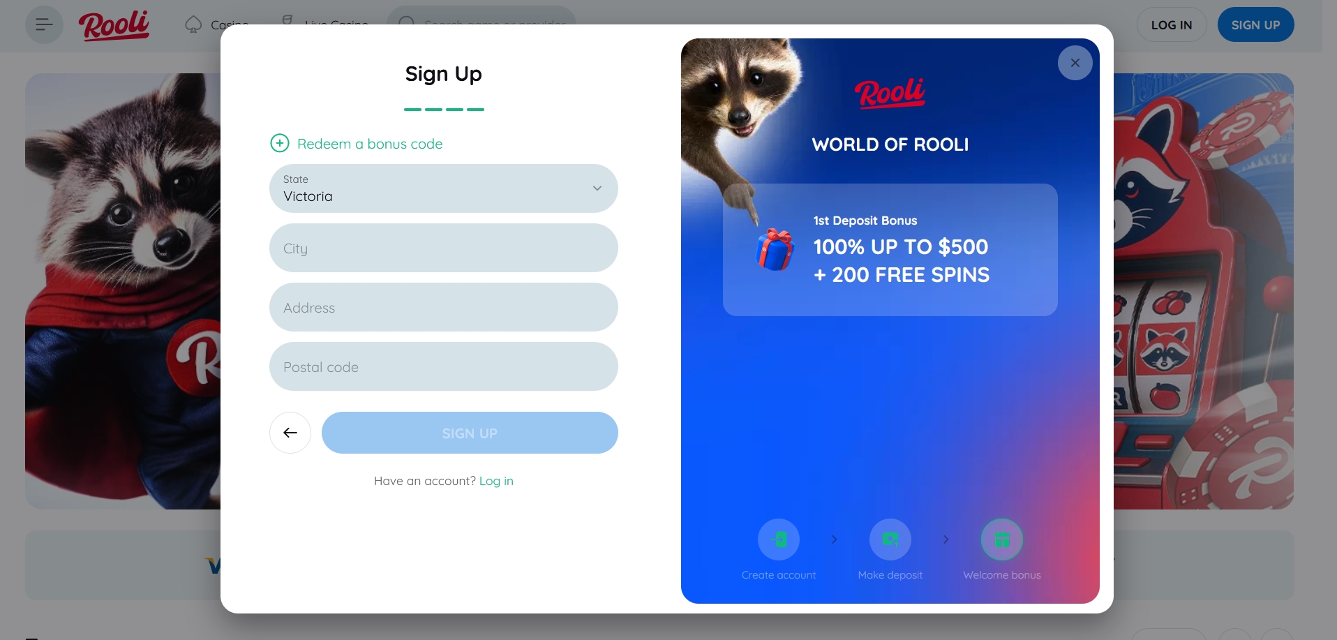 Rooli Casino signup 4