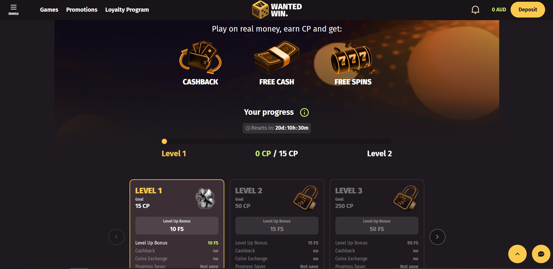 Wanted Win Casino Loyalty program