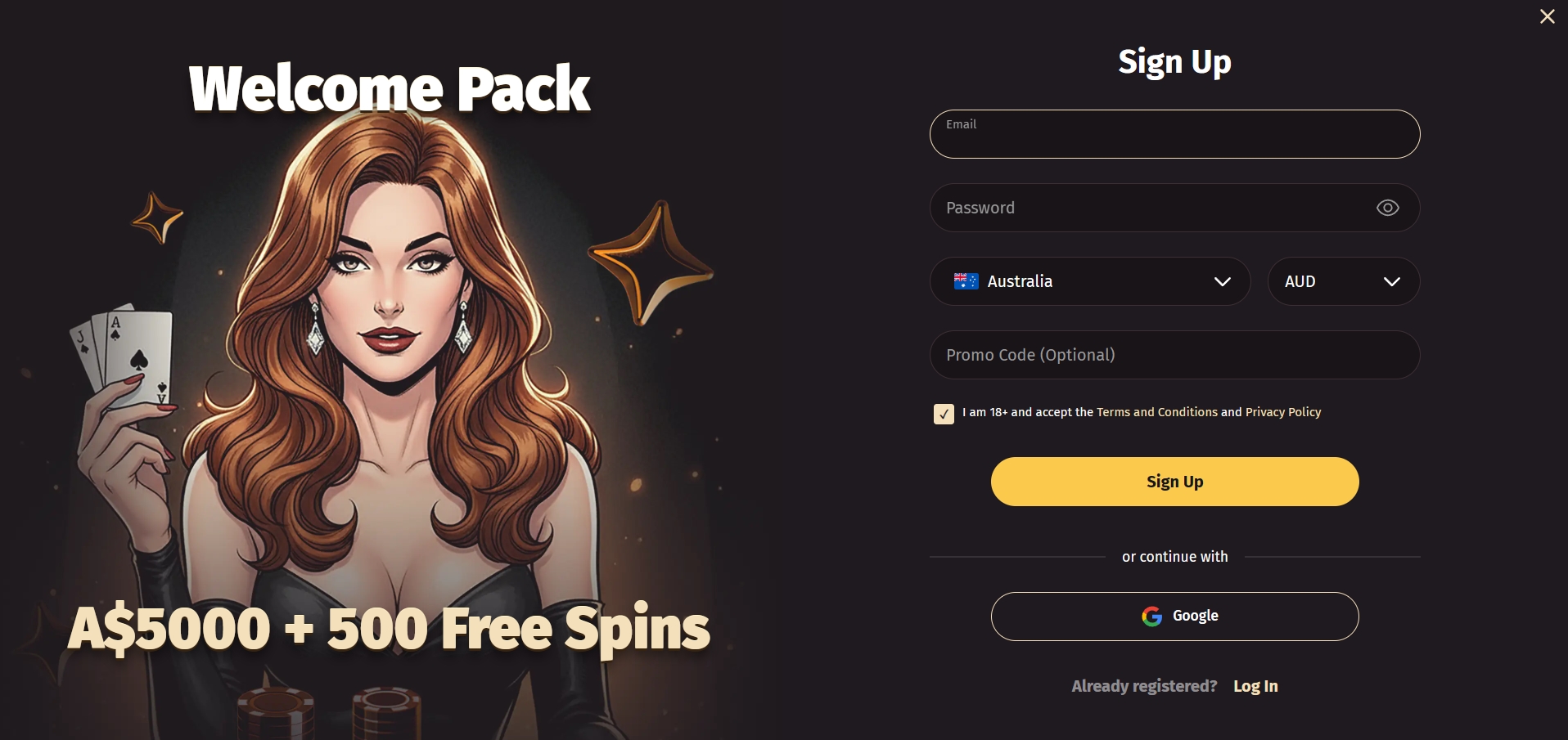 Wanted Win Casino Signup 1