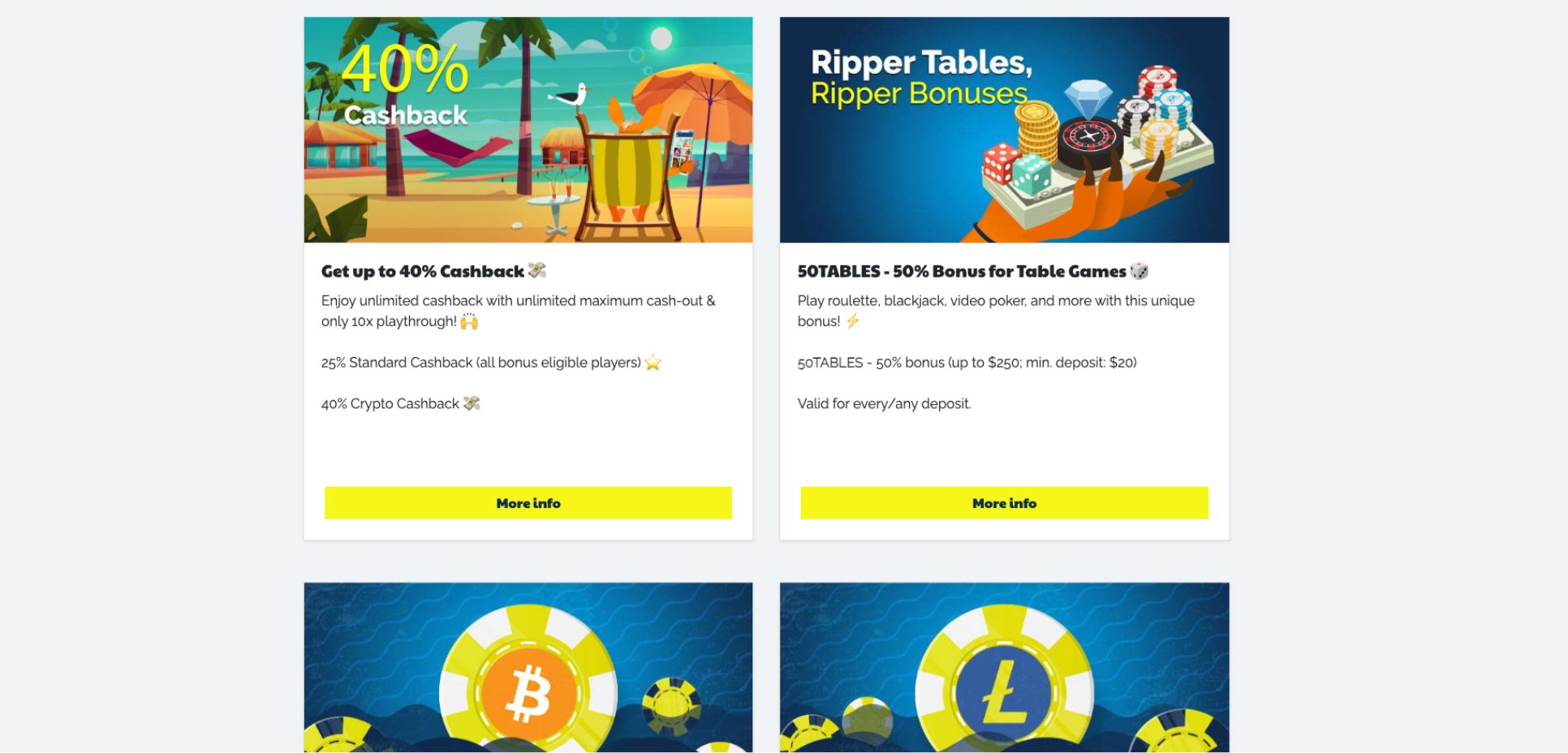 Overview of promotions available at ripper casino