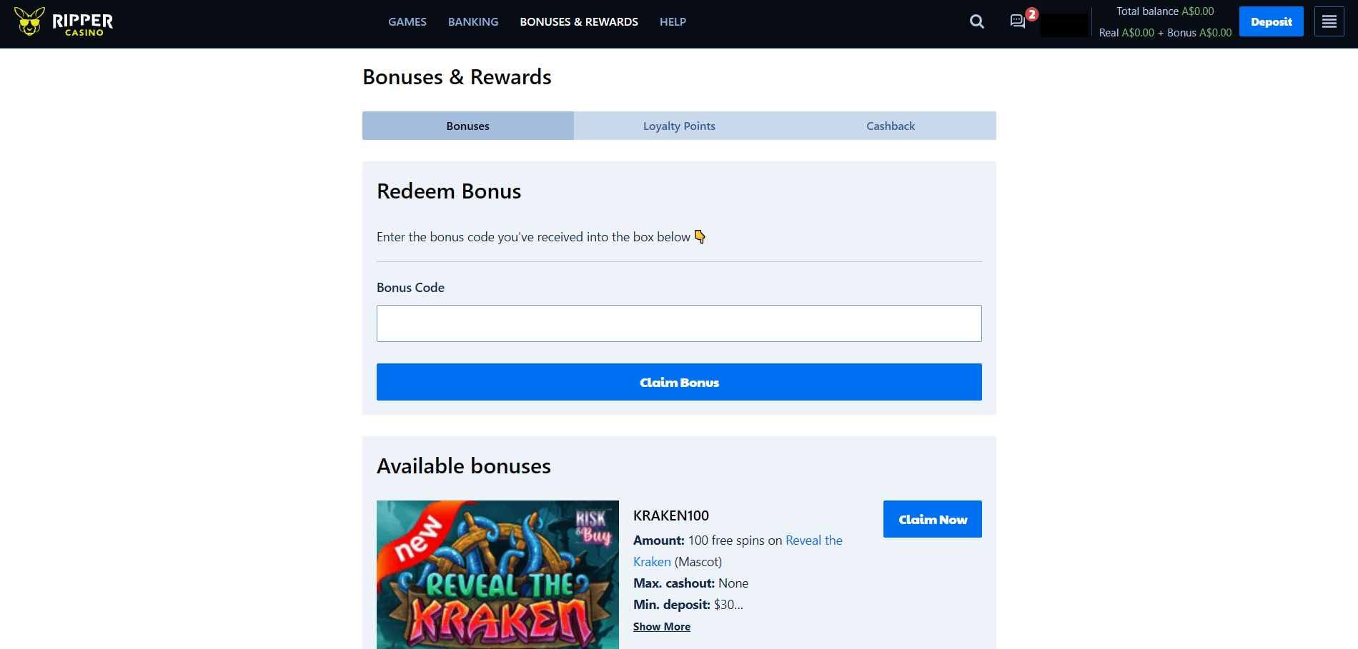 Ripper Casino Bonuses