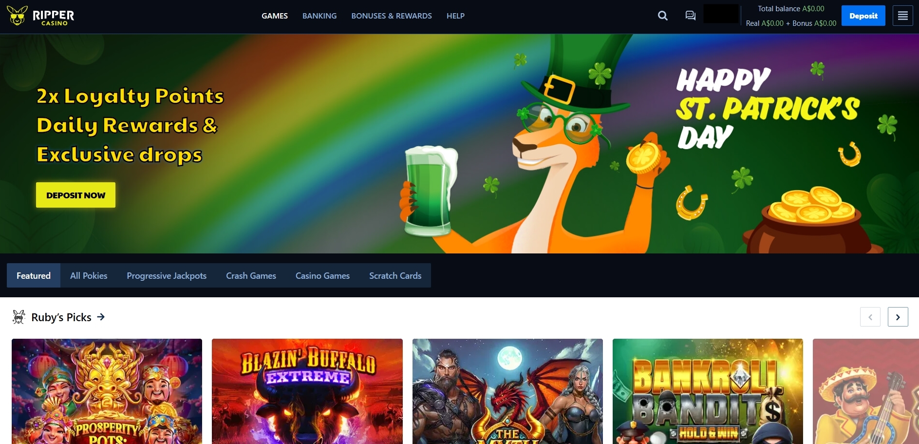 Ripper Casino main page