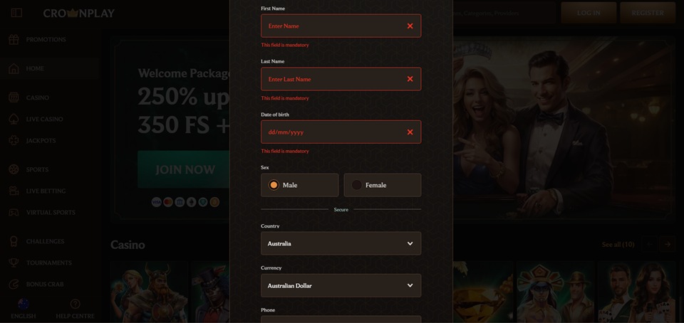 Crownplay Casino Signup 3