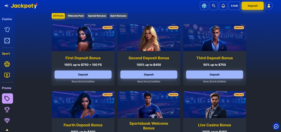 Jackpoty Casino bonuses