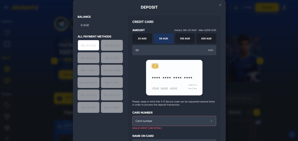 Jackpoty Casino deposit methods