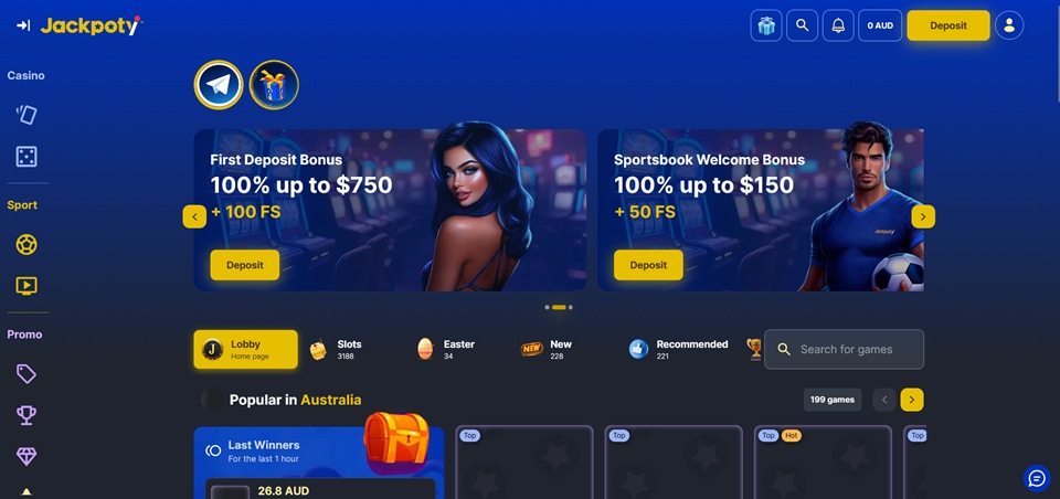 Jackpoty Casino main page