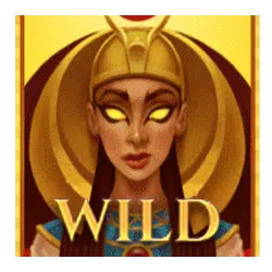 Square logo with a egyptian woman on a gold background with 'wild' in gold lettering