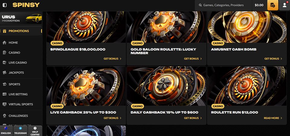 Spinsy Casino bonuses for Aussies