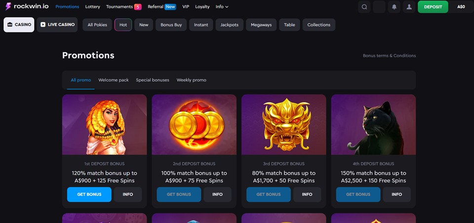 Rockwin Casino bonuses for Aussies