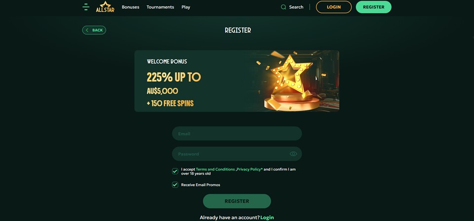 AllStar Casino Signup 1