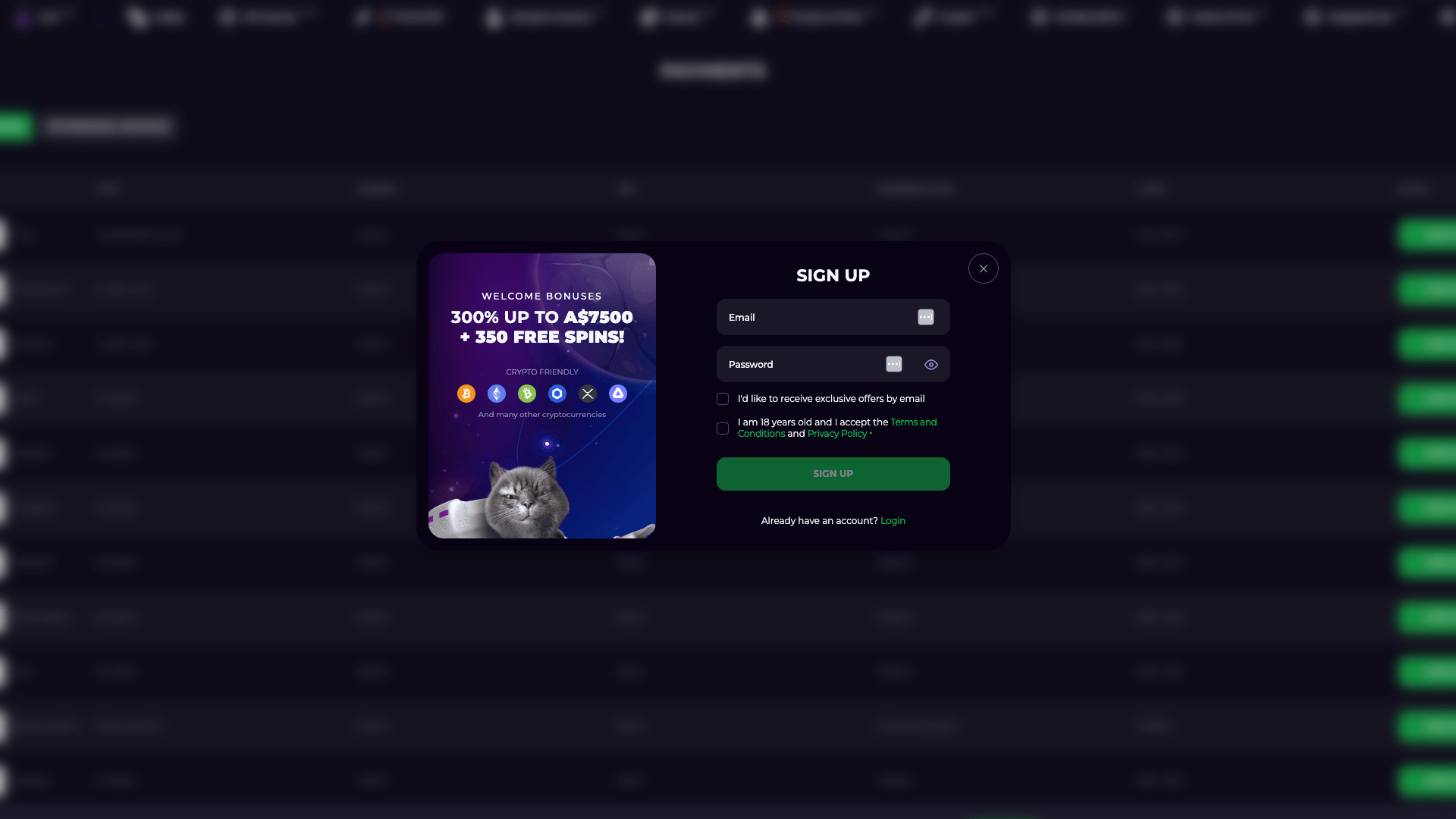 Kosmonaut Sign up 1