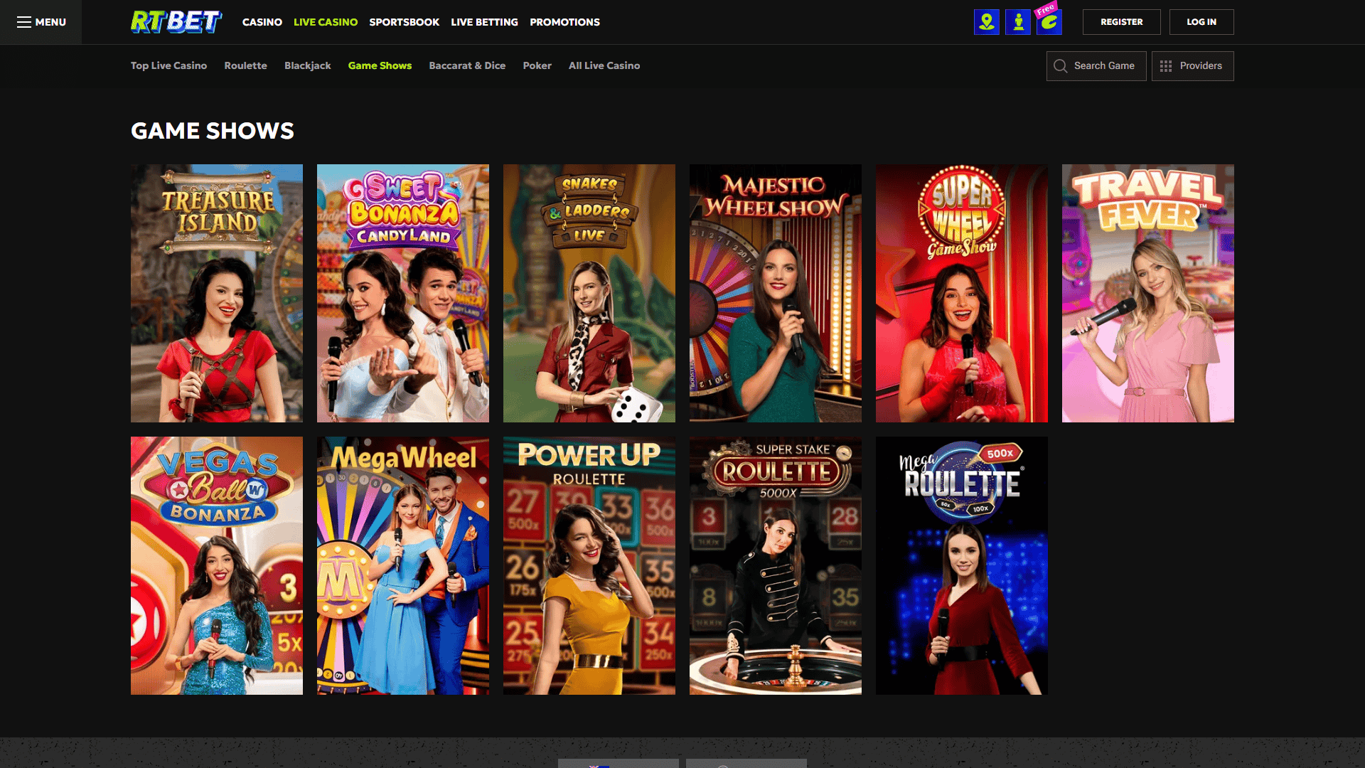 RTbet Casino Game Shows