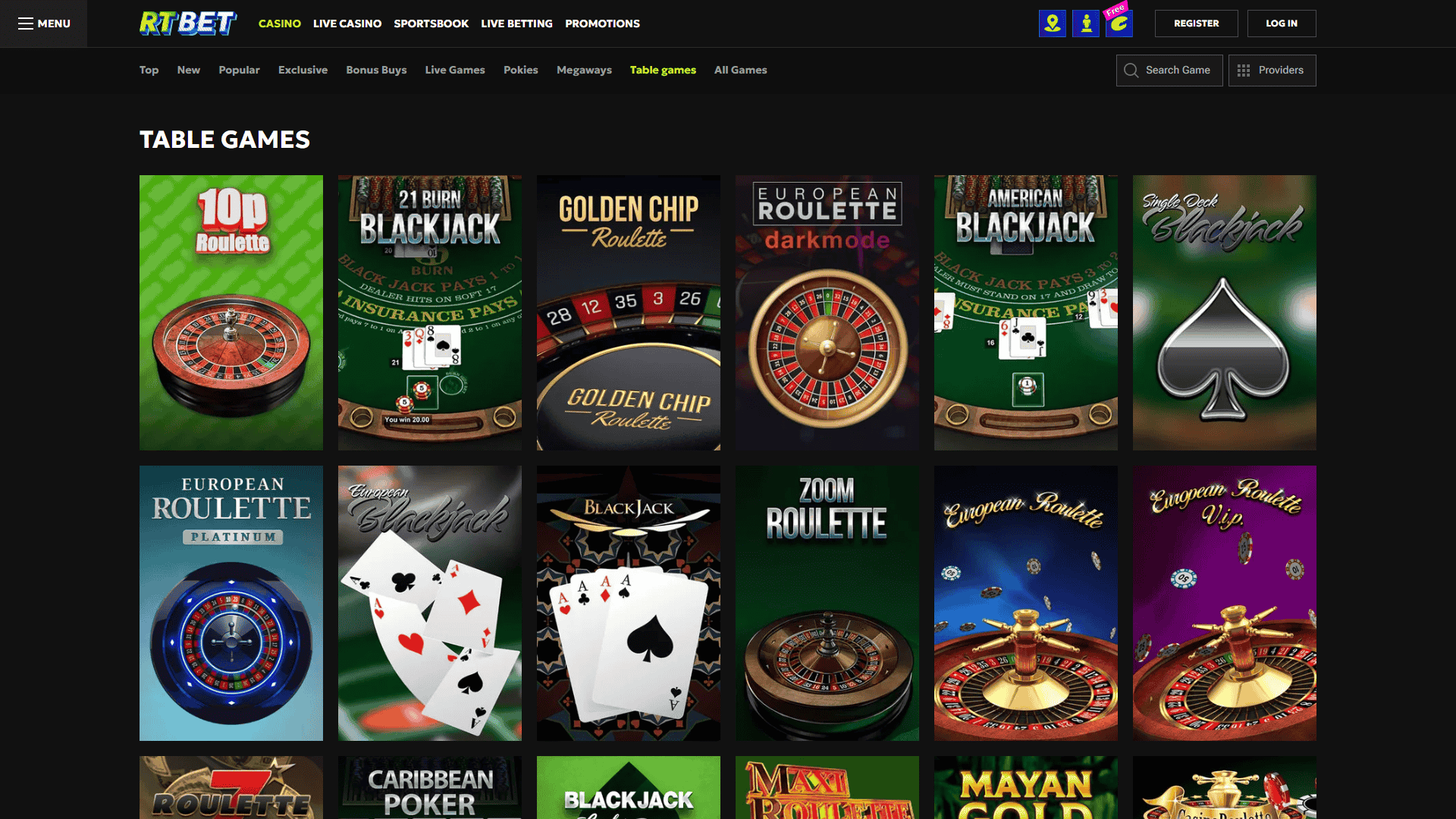 RTbet Casino Table Games