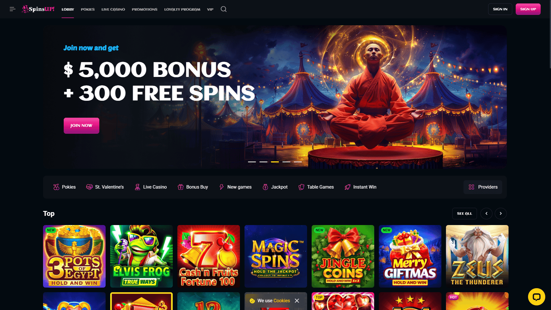 Spins Up Casino Main Lobby