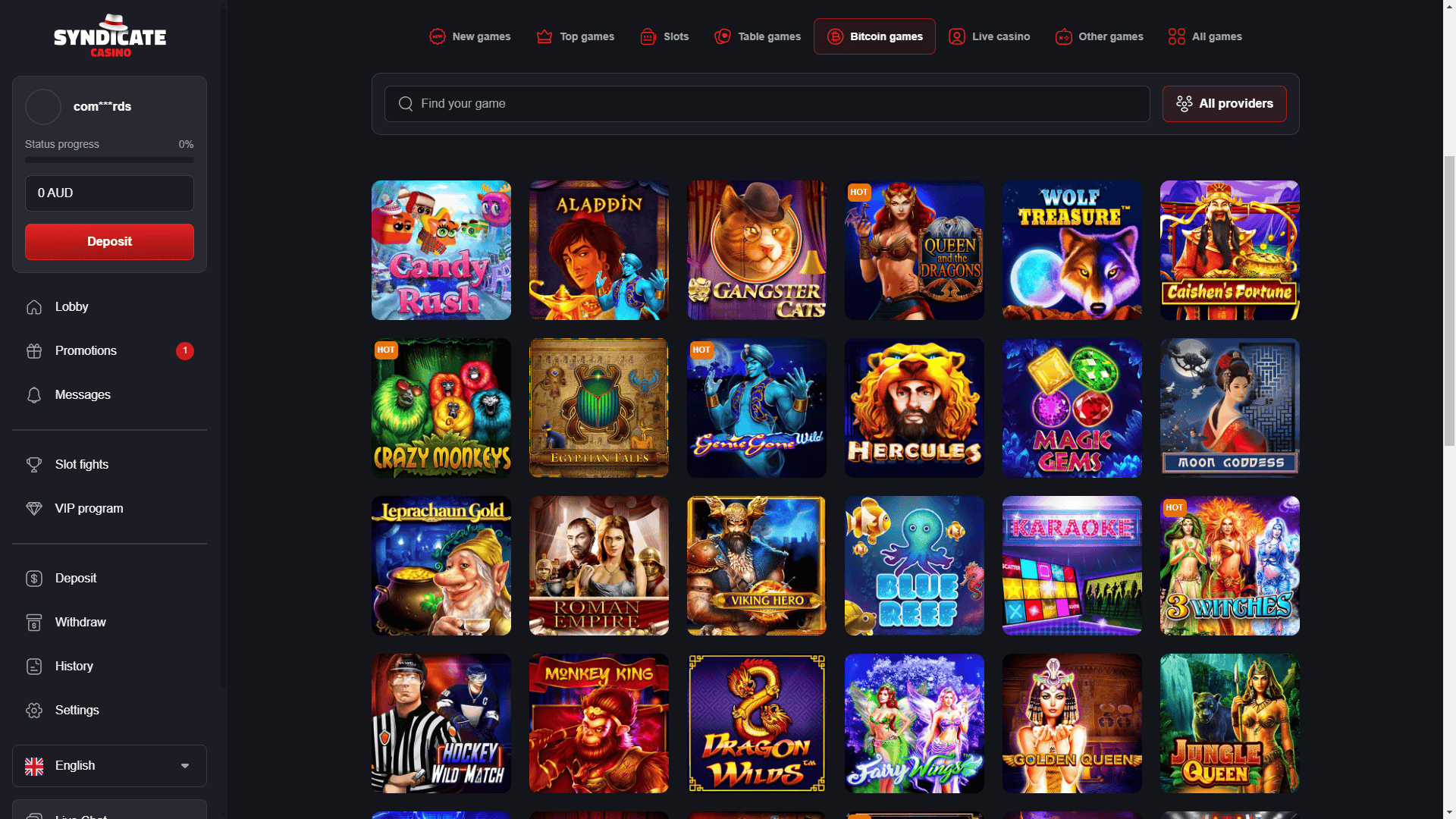 Syndicate Casino Bitcoin Games