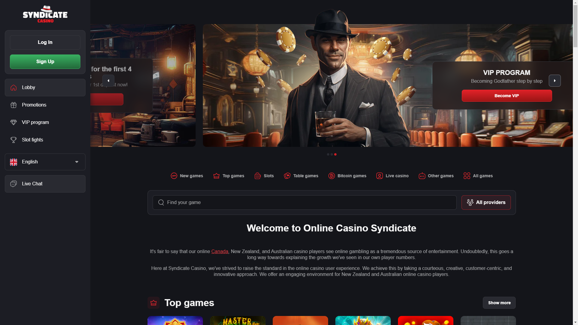 Syndicate Casino Main Lobby