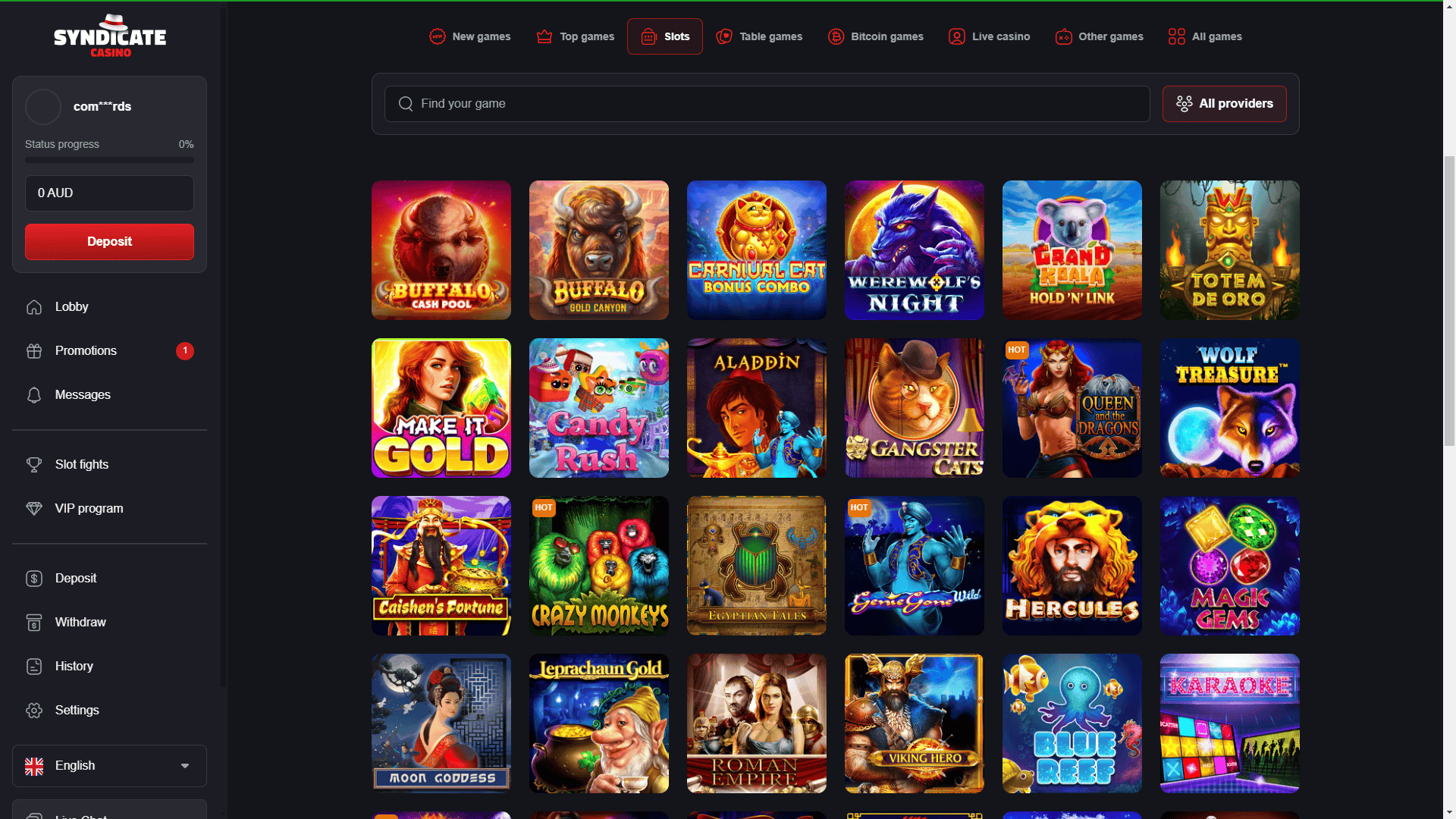 Syndicate Casino Pokies