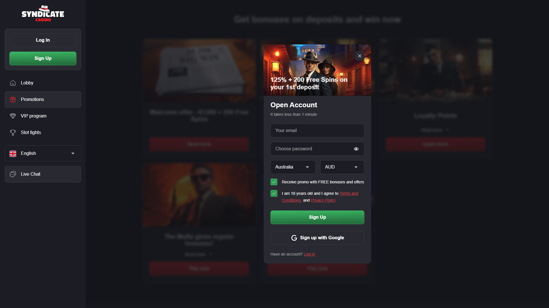 Syndicate Casino Registration