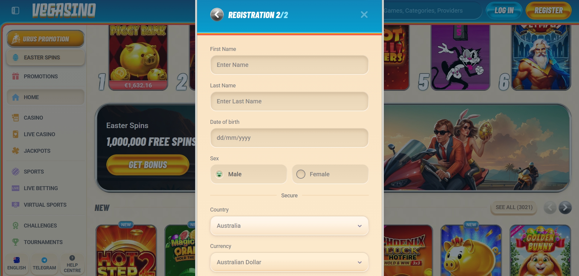 Vegasino Casino Signup 3