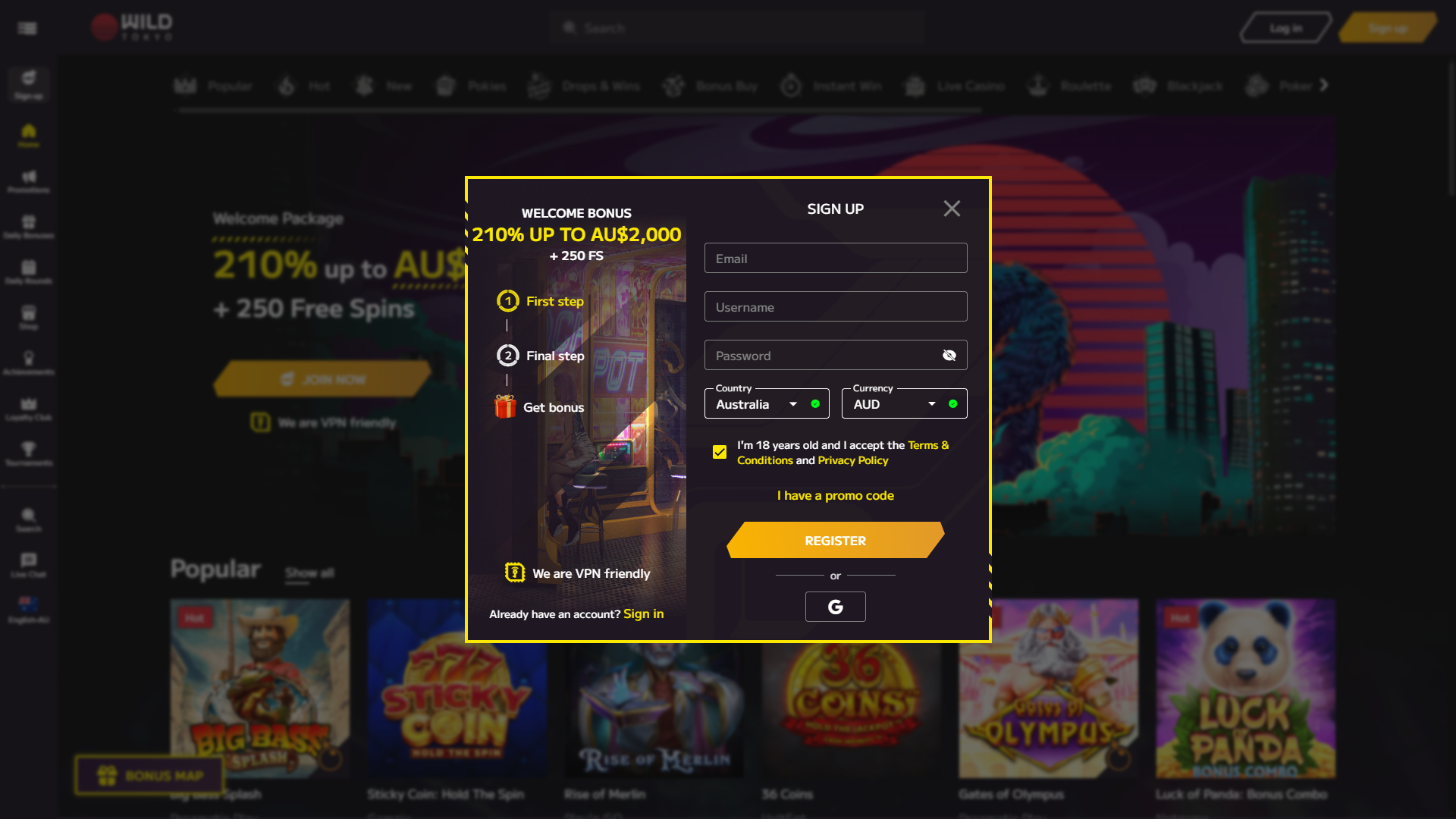 Wild Tokyo Casino Registration