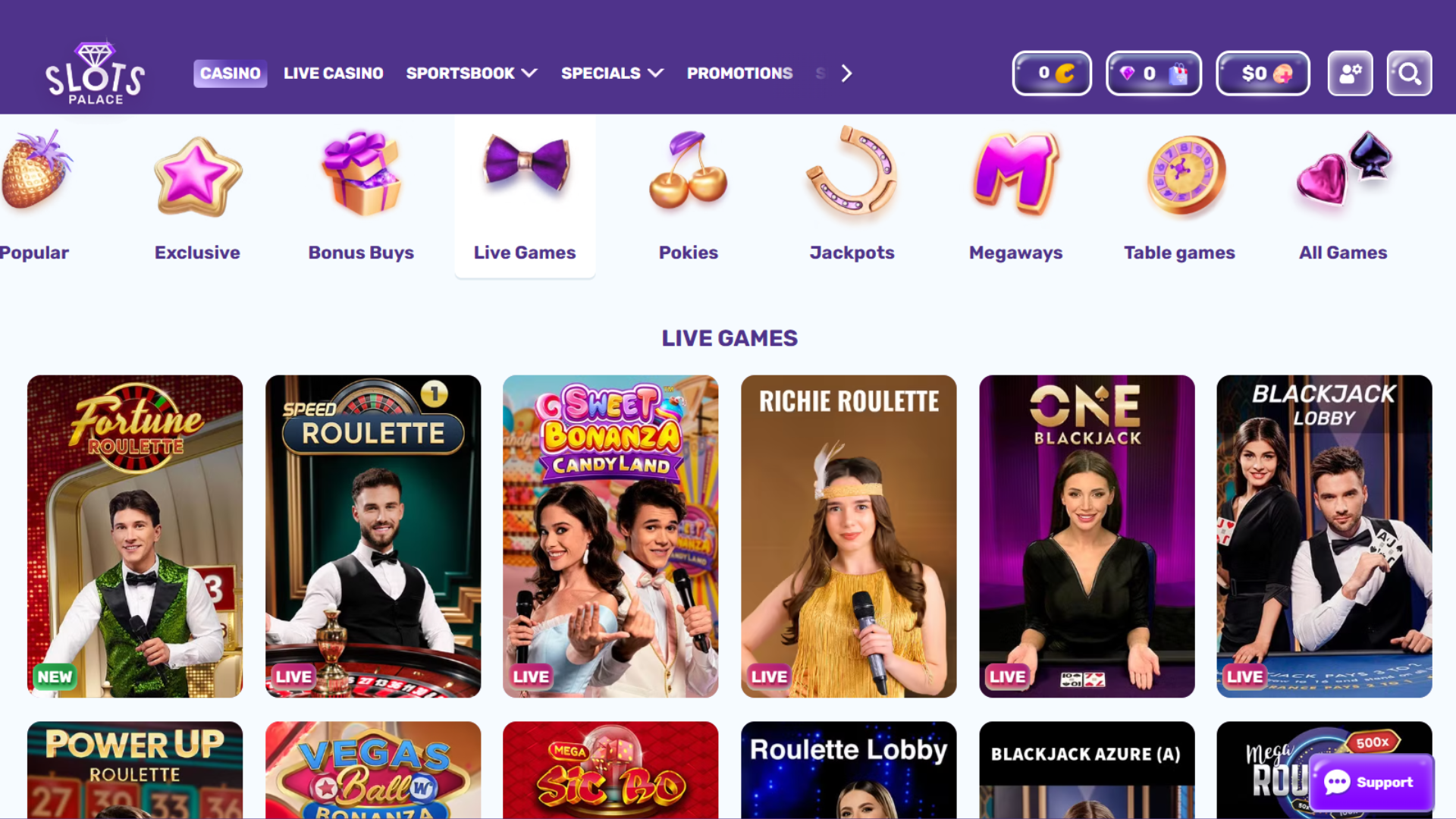 Slots Palace Live games