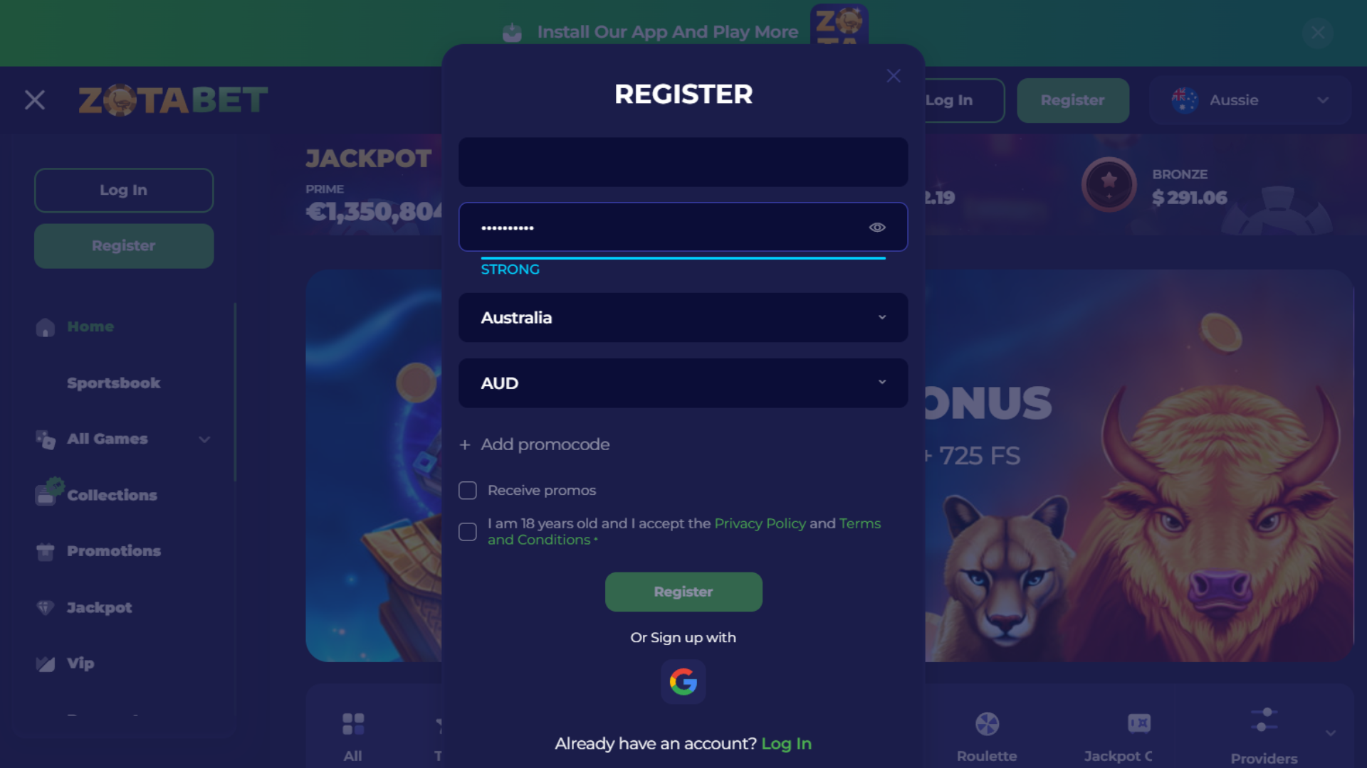 Zotabet Registration