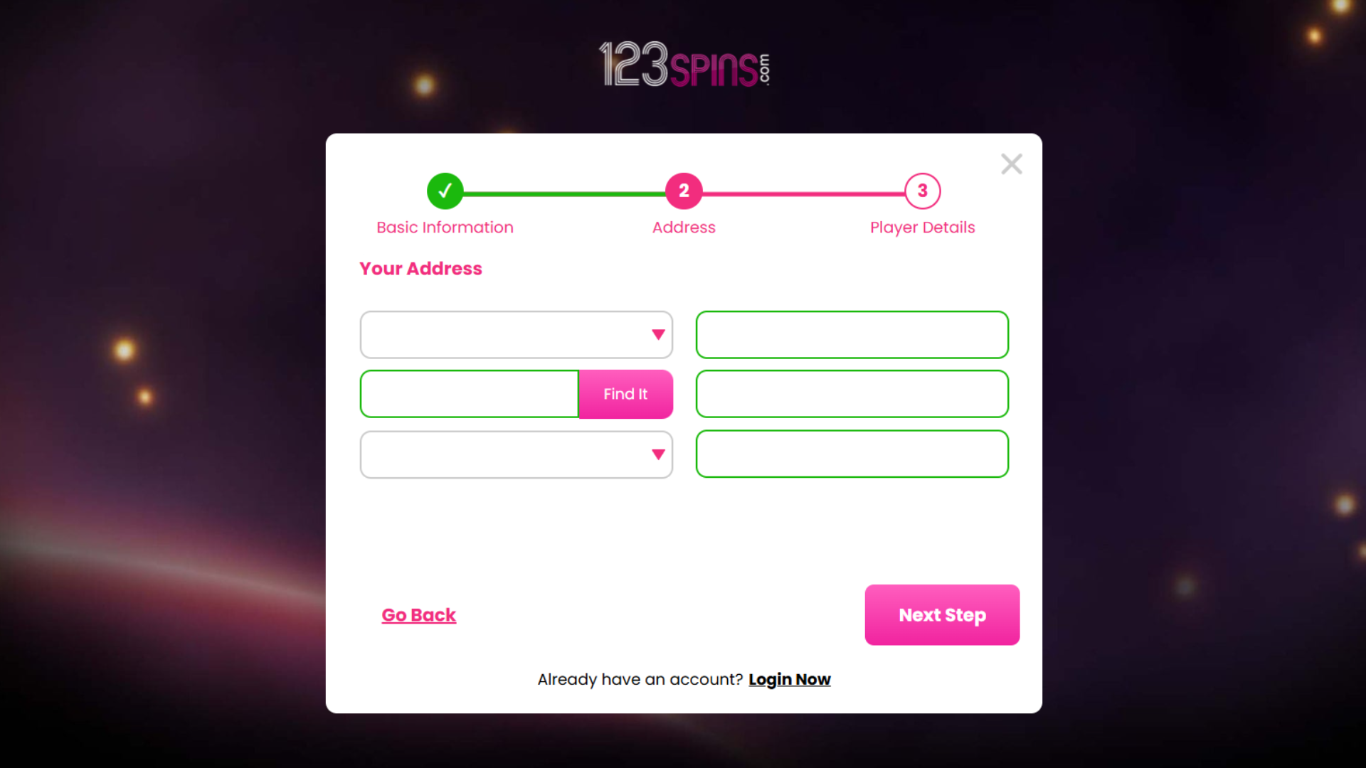 123Spins sign up 2