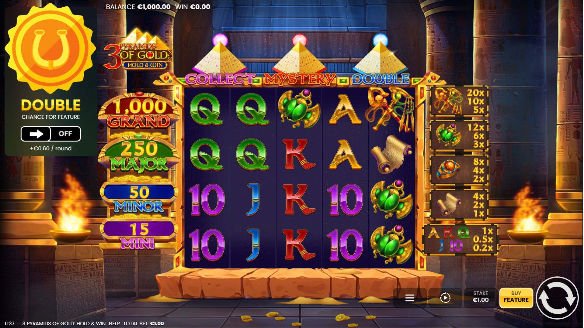 3 Pyramids of Gold Pokie screenshot